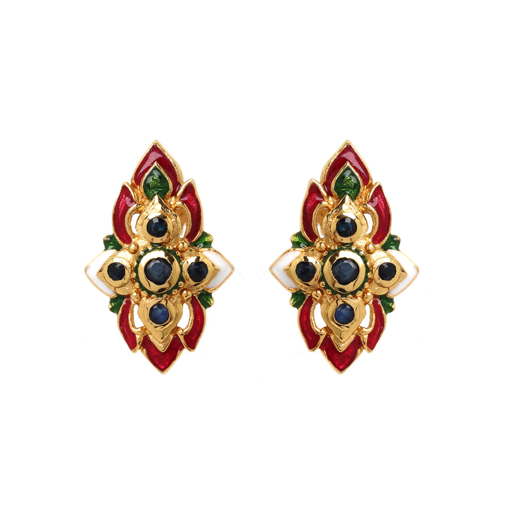Natural sapphire statement earrings in gold plated sterling silver