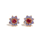 Pink Tourmaline & Tanzanite Duo Stud Earrings in 18K Gold-Plated Sterling Silver