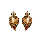Natural quartz and ruby earrings in 18K gold plated sterling silver