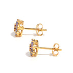Pink Tourmaline & Tanzanite Duo Stud Earrings in 18K Gold-Plated Sterling Silver
