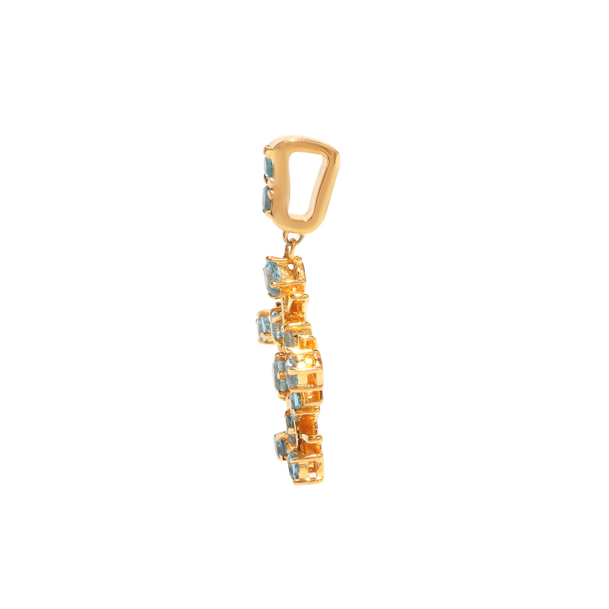 Natural Blue Topaz Snowflake Pendant in 18K Gold-Plated Sterling Silver