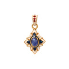 Natural sapphire floral pendant in gold plated sterling silver