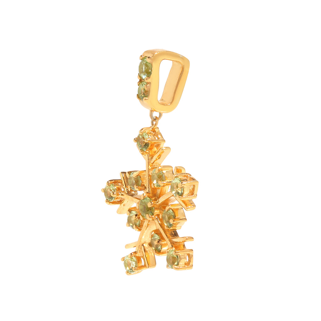 Natural Peridot Snowflake Pendant in 18K Gold-Plated Sterling Silver