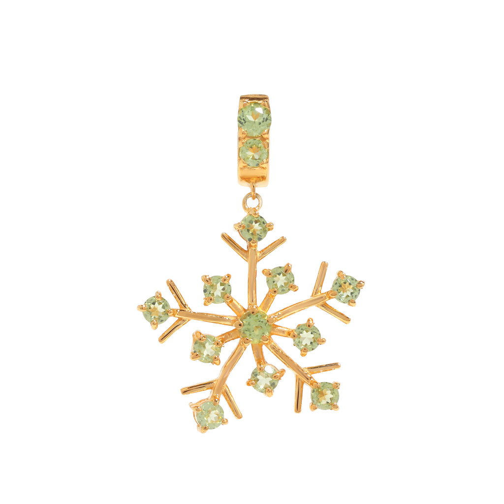 Natural Peridot Snowflake Pendant in 18K Gold-Plated Sterling Silver