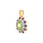 Peridot, Blue Topaz & Amethyst Flower Cluster Pendant in 18K Gold-Plated Sterling Silver