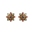 Natural sapphire floral stud earrings in gold plated sterling silver
