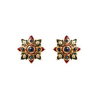 Natural sapphire floral stud earrings in gold plated sterling silver