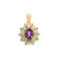 Amethyst, Peridot & Blue Topaz Flower Cluster Pendant in 18K Gold-Plated Sterling Silver