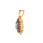 Blue Topaz, Amethyst & Peridot Flower Cluster Pendant in 18K Gold-Plated Sterling Silver