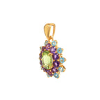 Peridot, Amethyst & Blue Topaz Flower Cluster Pendant in 18K Gold-Plated Sterling Silver
