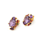 Luxury amethyst cluster earrings handcrafted in Thailand
