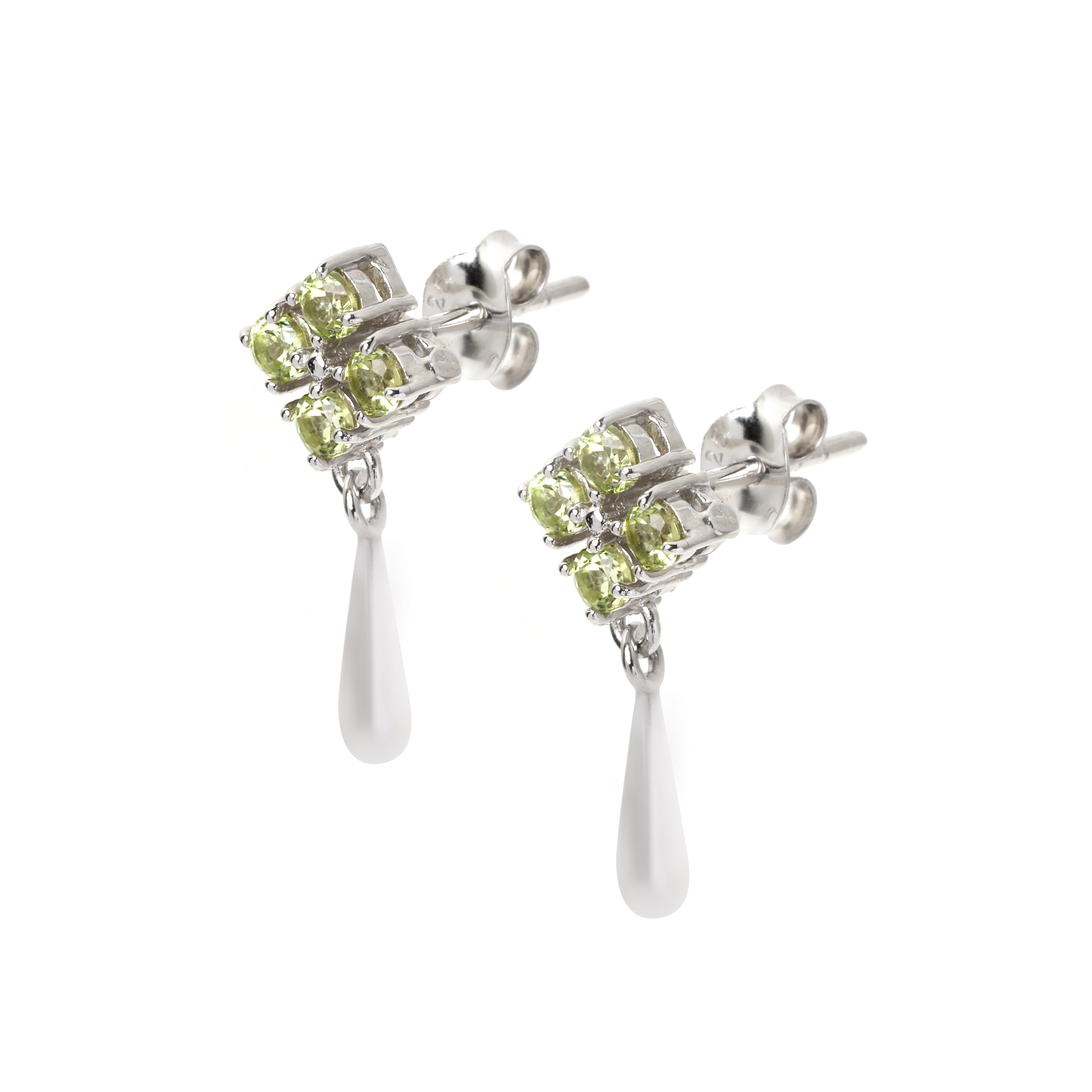 Elegant green peridot gemstone dangle earrings for women