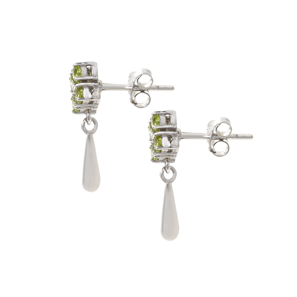 Sterling silver peridot earrings with sunburst inspired design