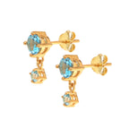 Petite Blue Topaz Dangle Earrings in 18K Gold-Plated Sterling Silver