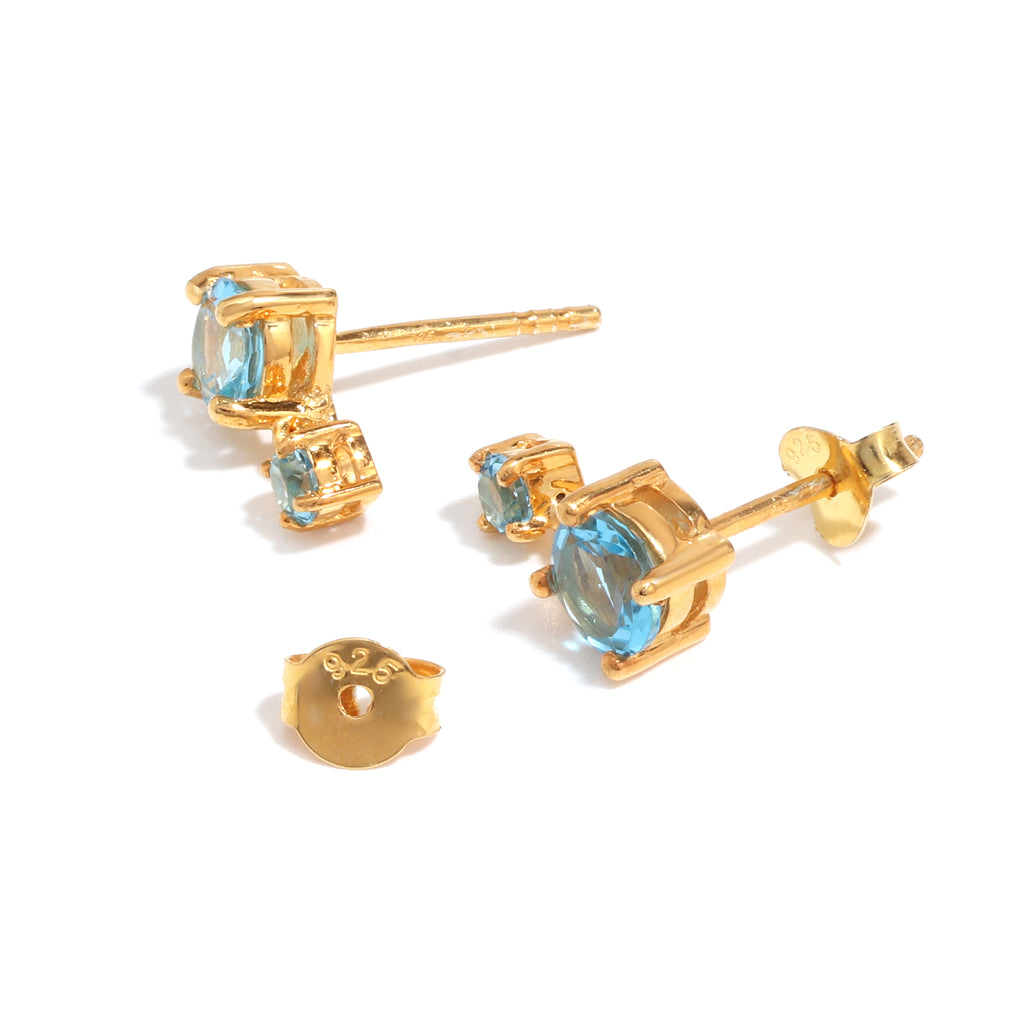 Petite Blue Topaz Dangle Earrings in 18K Gold-Plated Sterling Silver
