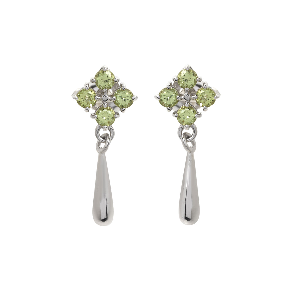 Peridot drop earrings in 925 sterling silver with polished silver finish