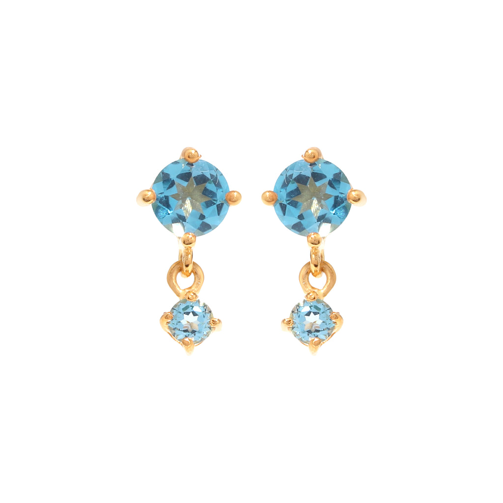 Petite Blue Topaz Dangle Earrings in 18K Gold-Plated Sterling Silver