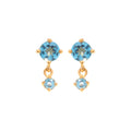 Petite Blue Topaz Dangle Earrings in 18K Gold-Plated Sterling Silver