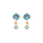 Petite Blue Topaz Dangle Earrings in 18K Gold-Plated Sterling Silver