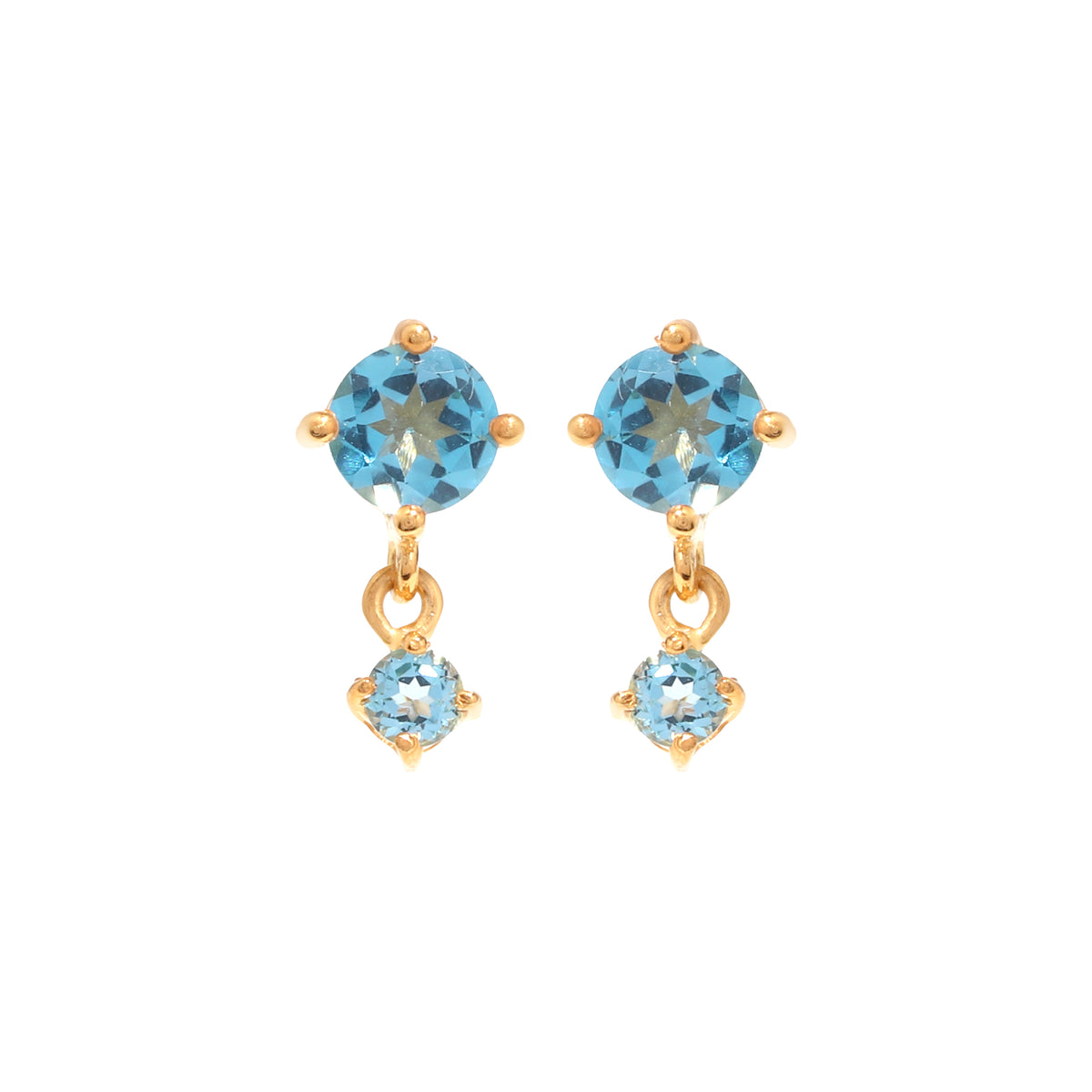 Petite Blue Topaz Dangle Earrings in 18K Gold-Plated Sterling Silver