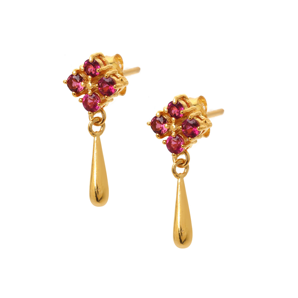 Elegant pink gemstone dangle earrings for women