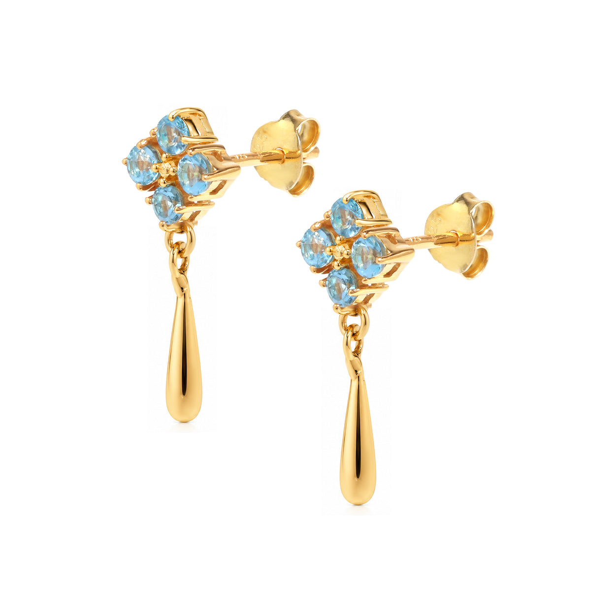 Natural Blue Topaz Dangle Drop Earrings in 18K Gold-Plated Sterling Silver