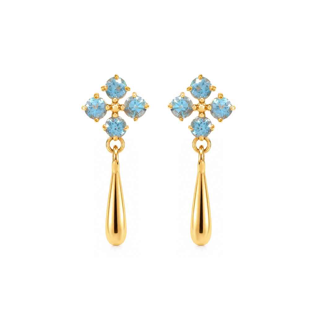 Natural Blue Topaz Dangle Drop Earrings in 18K Gold-Plated Sterling Silver