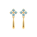 Natural Blue Topaz Dangle Drop Earrings in 18K Gold-Plated Sterling Silver