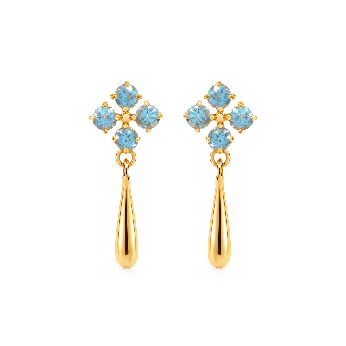 Natural Blue Topaz Dangle Drop Earrings in 18K Gold-Plated Sterling Silver