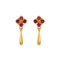 Gold plated pink tourmaline drop earrings in 925 sterling silver