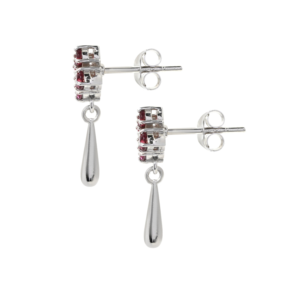 Sterling silver pink tourmaline cluster earrings