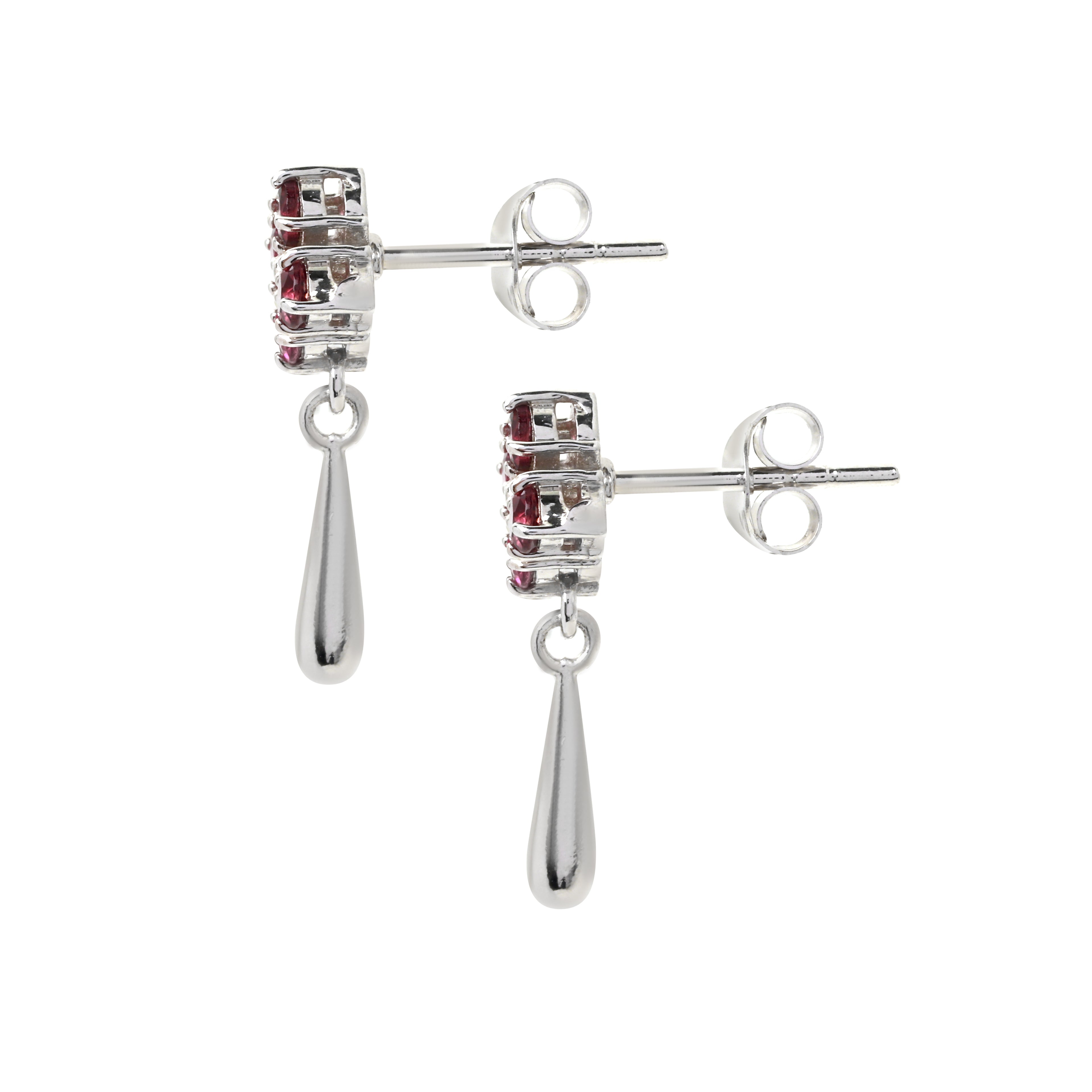 Sterling silver pink tourmaline cluster earrings