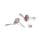 Natural Ruby Dangle Drop Earrings in 925 Sterling Silver