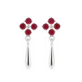 Natural Ruby Dangle Drop Earrings in 925 Sterling Silver