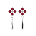 Natural Ruby Dangle Drop Earrings in 925 Sterling Silver