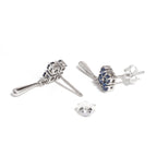 Natural Blue Sapphire Dangle Drop Earrings in 925 Sterling Silver