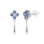 Natural Blue Sapphire Dangle Drop Earrings in 925 Sterling Silver