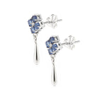 Natural Blue Sapphire Dangle Drop Earrings in 925 Sterling Silver