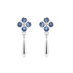 Natural Blue Sapphire Dangle Drop Earrings in 925 Sterling Silver