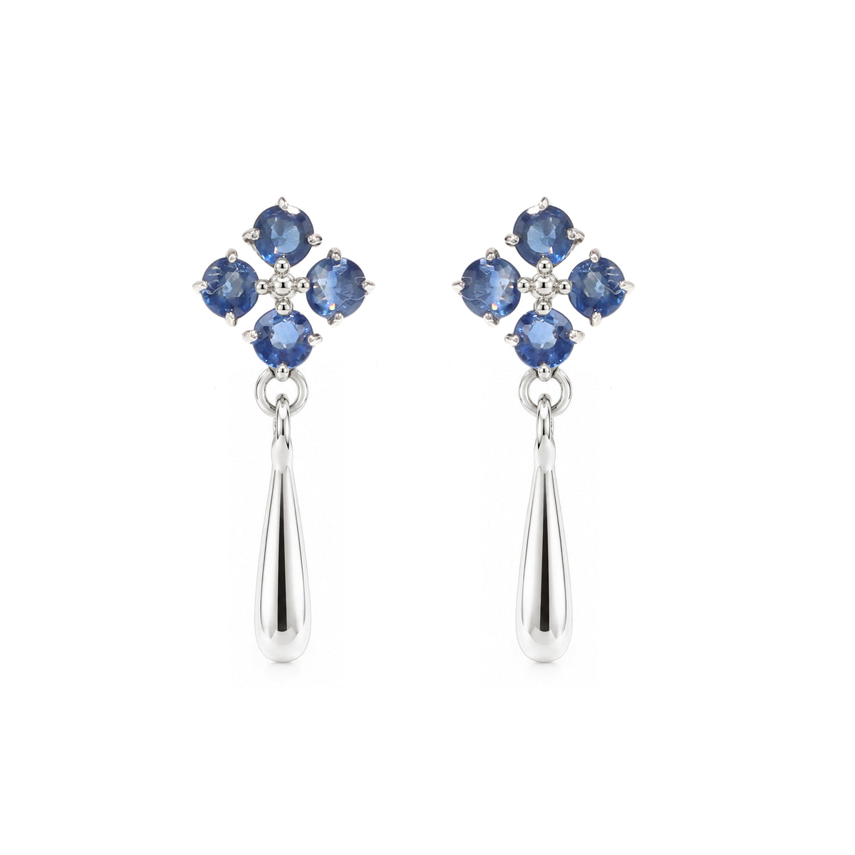 Natural Blue Sapphire Dangle Drop Earrings in 925 Sterling Silver