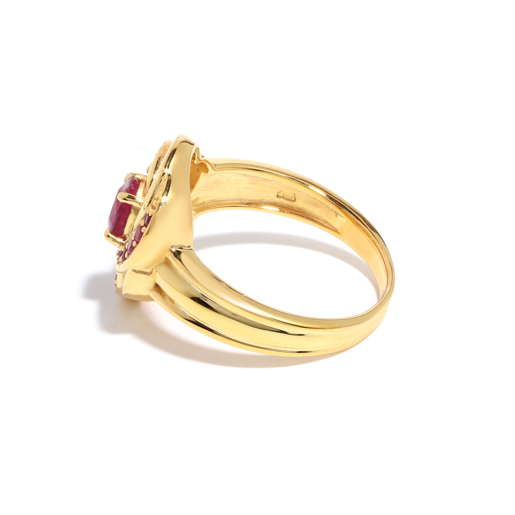 Luxury Ruby Engagement Ring in 18K Gold-Plated Sterling Silver
