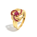Luxury Ruby Engagement Ring in 18K Gold-Plated Sterling Silver