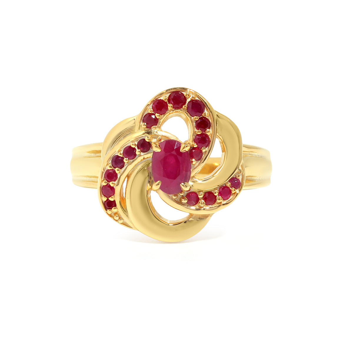 Luxury Ruby Engagement Ring in 18K Gold-Plated Sterling Silver