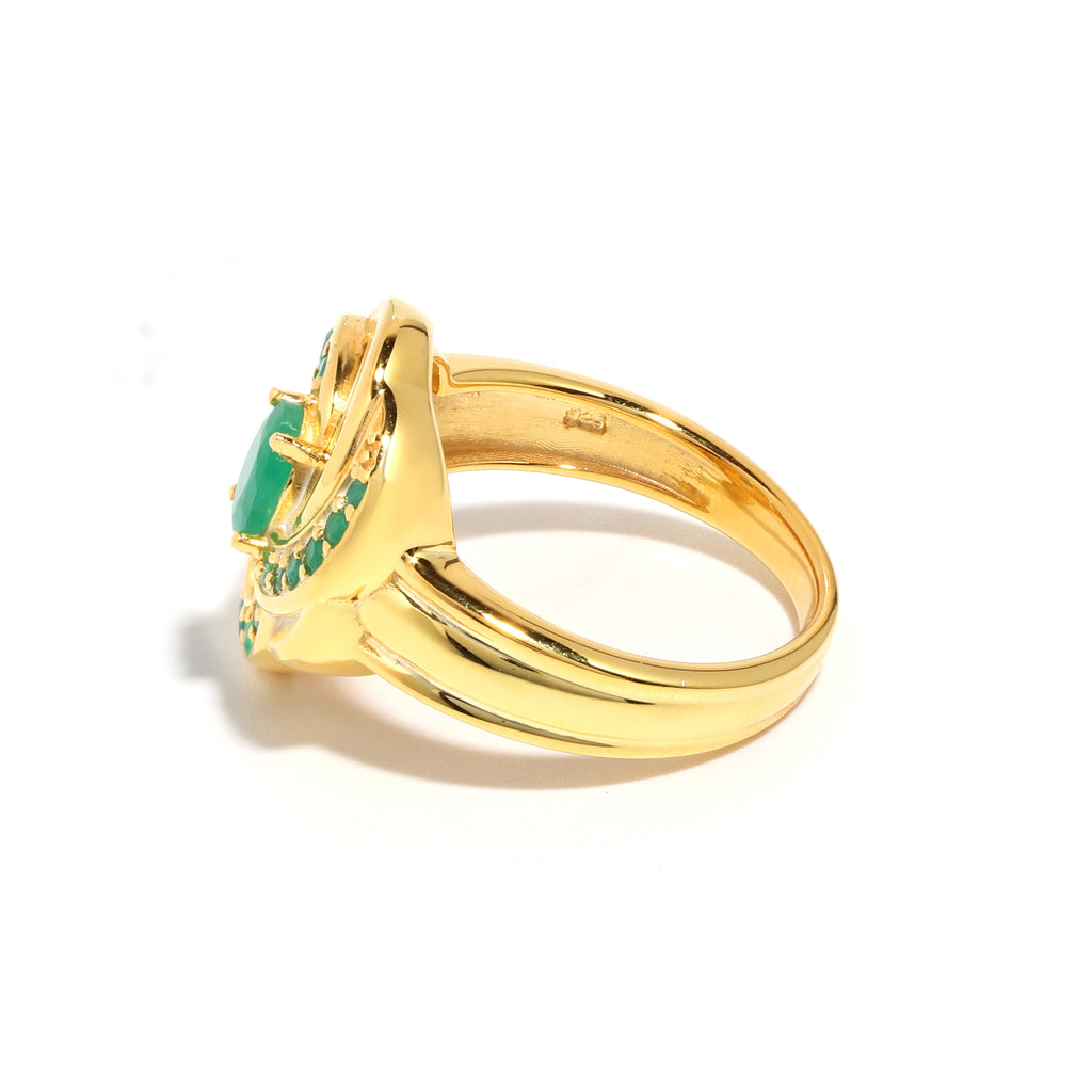Luxury Emerald Engagement Ring in 18K Gold-Plated Sterling Silver