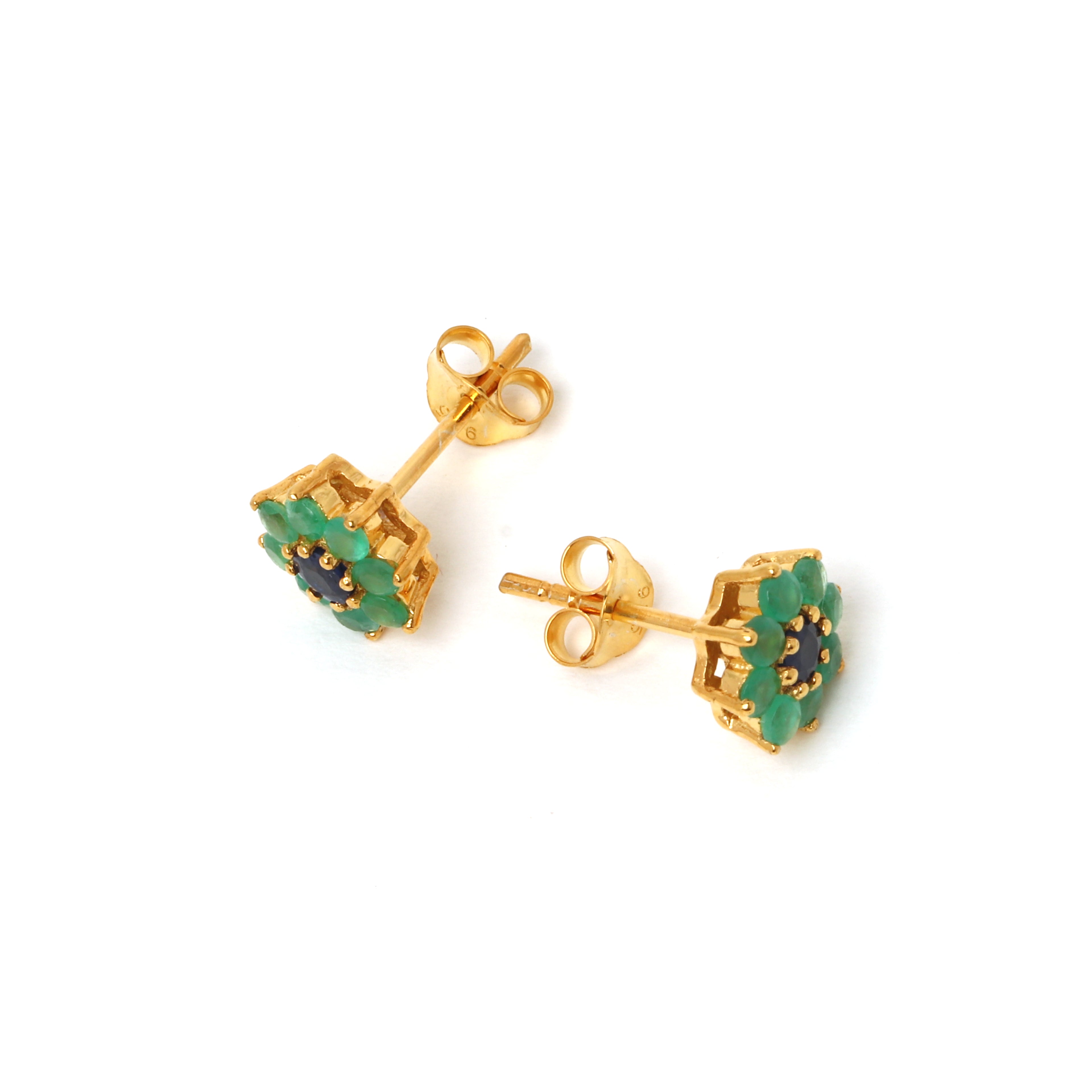 Gold plated floral gemstone earrings handcrafted in Thailand