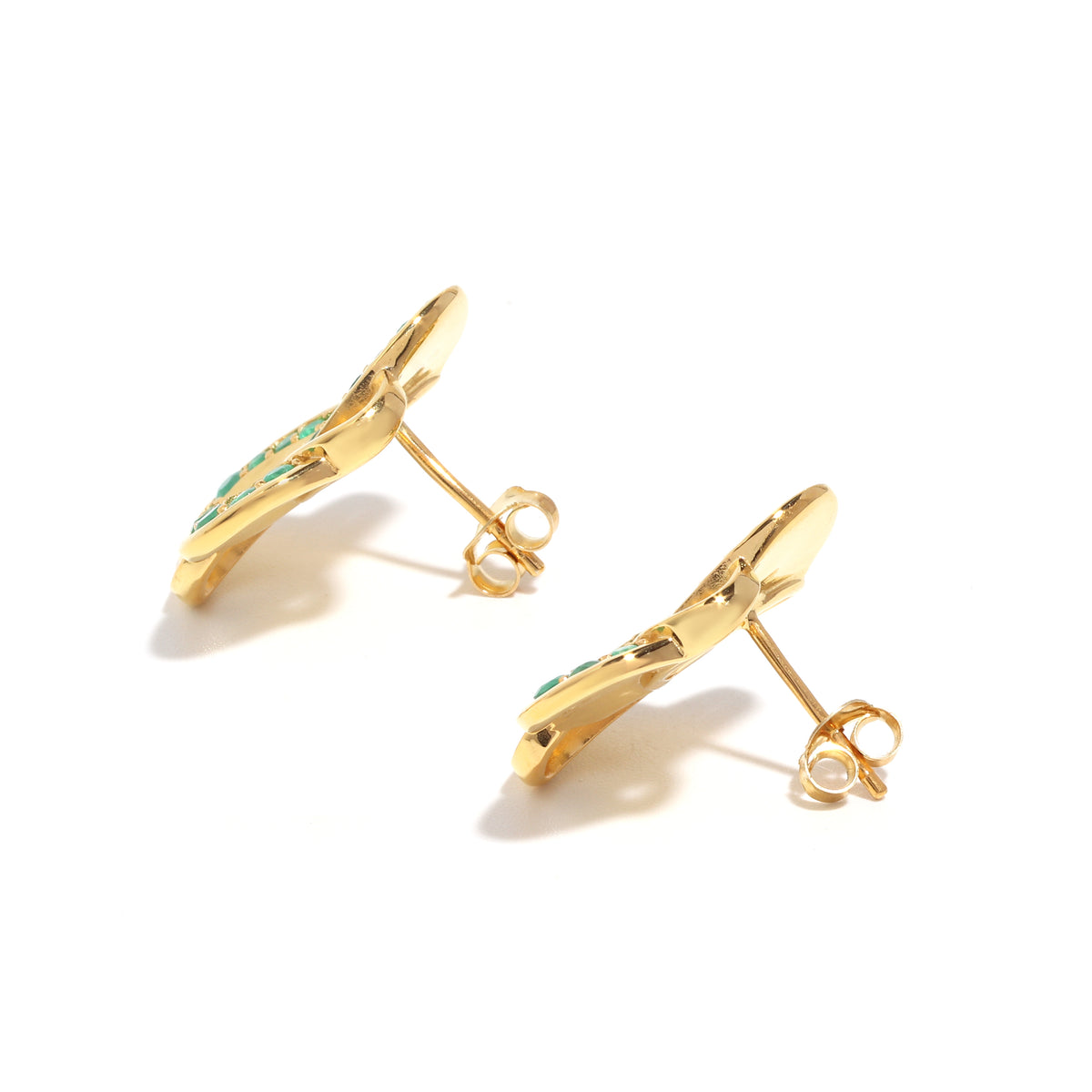 Emerald Statement Stud Earrings in 18K Gold-Plated Sterling Silver