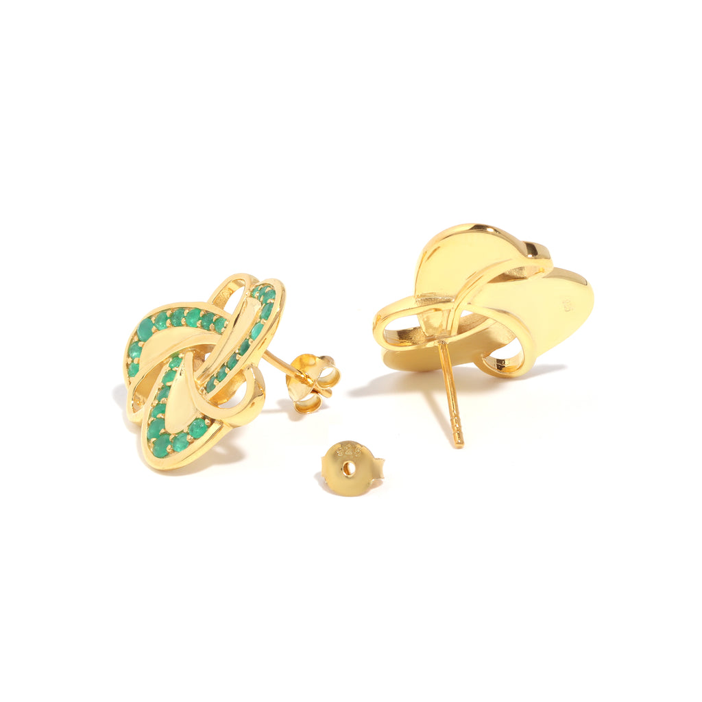 Emerald Statement Stud Earrings in 18K Gold-Plated Sterling Silver