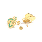 Emerald Statement Stud Earrings in 18K Gold-Plated Sterling Silver