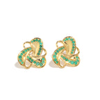 Emerald Statement Stud Earrings in 18K Gold-Plated Sterling Silver