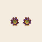 Pair of diamond stud earrings on a white background